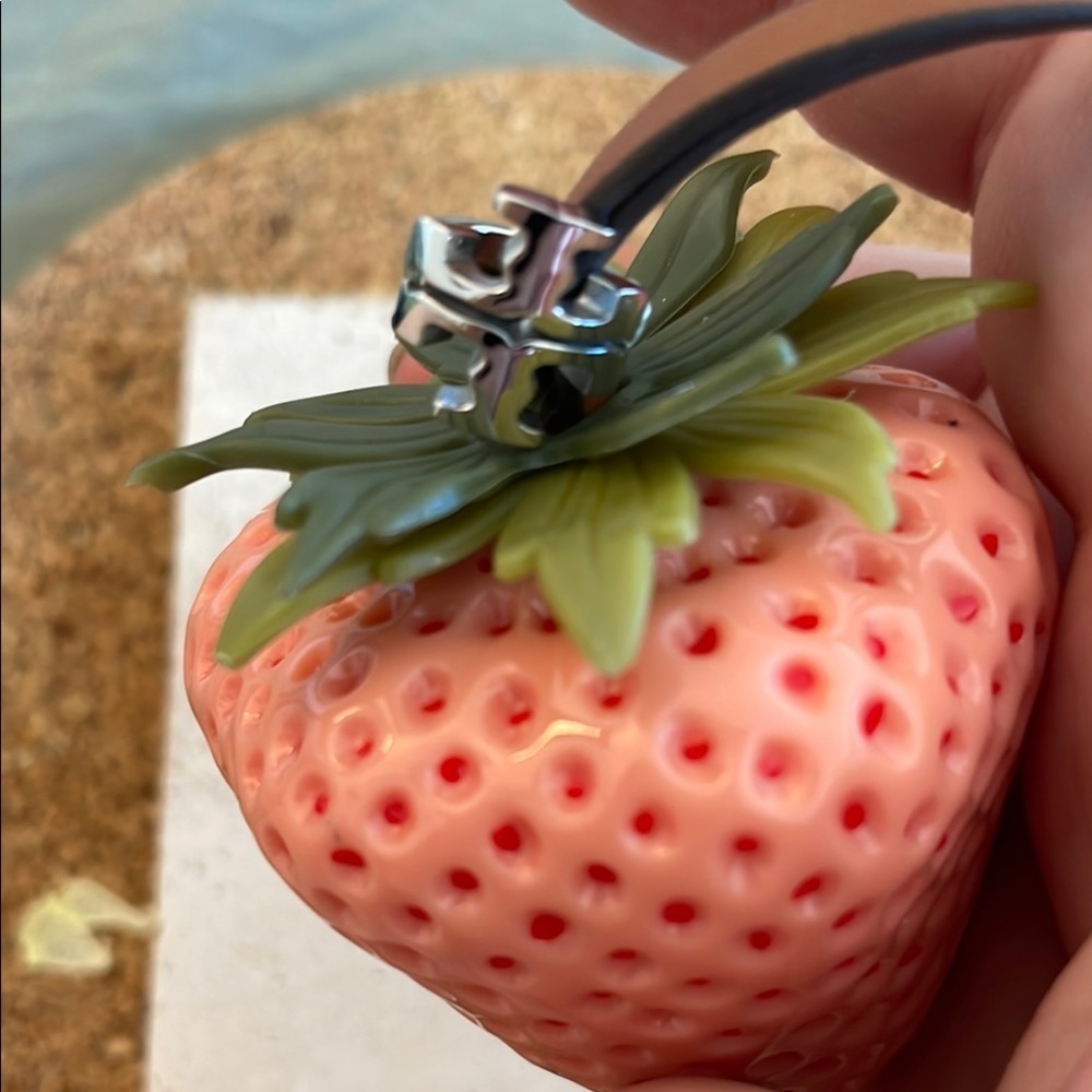 Tory Burch Strawberry Bag Charm Whimsical Novelty Designer Keychain Accessory - Picture 3 of 6